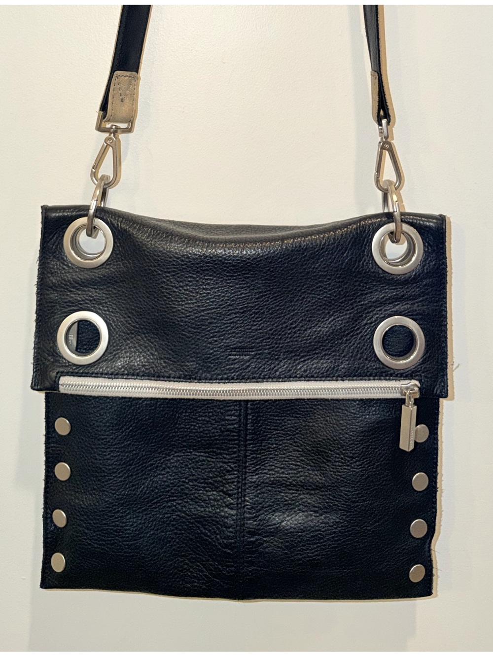 Hammitt LA Montana Black Leather Tan Suede Large Reversible Crossbody Bag - Picture 9 of 16